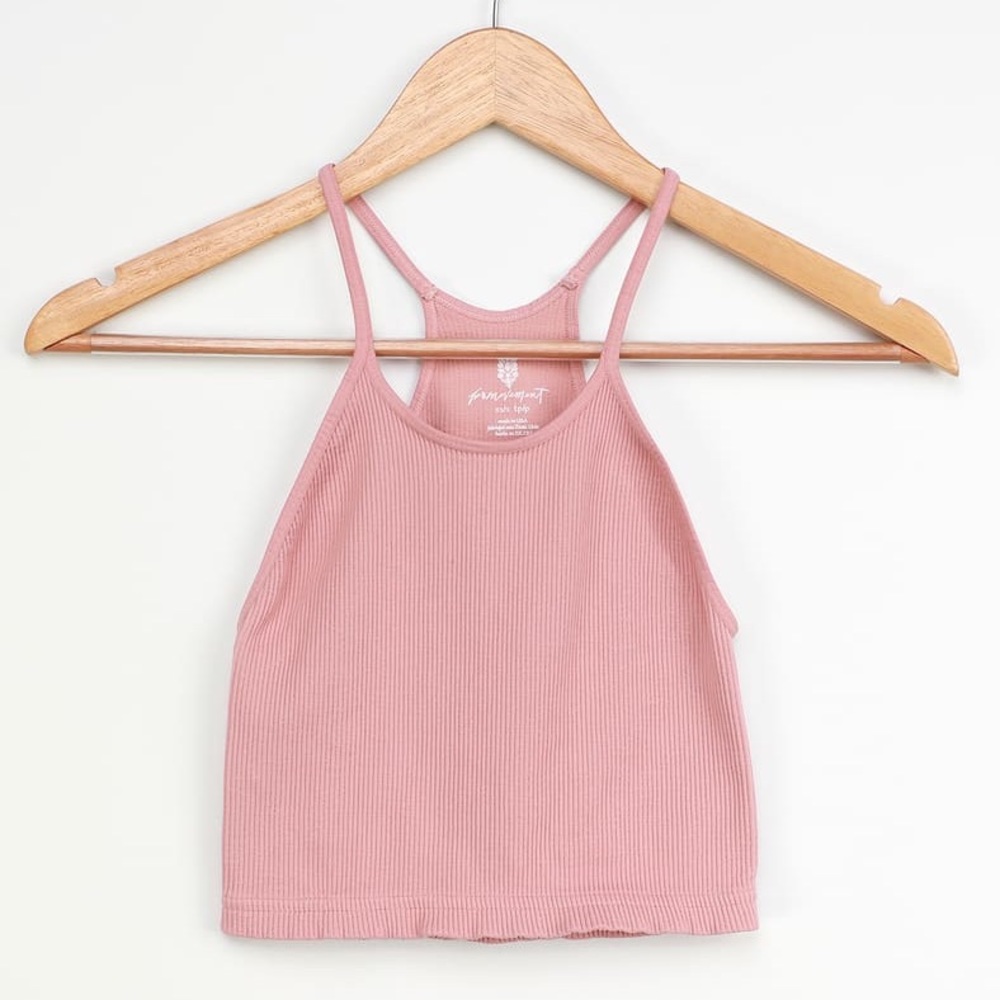 Free People Movement Cropped Run Blush Pink Ribbed Tank